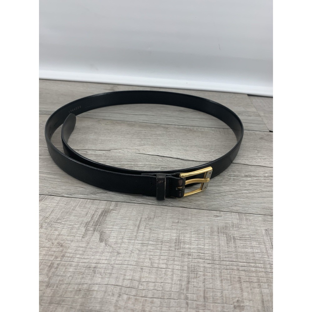 John Henry belt men's 36 black full grain cowhide brass buckle work dress